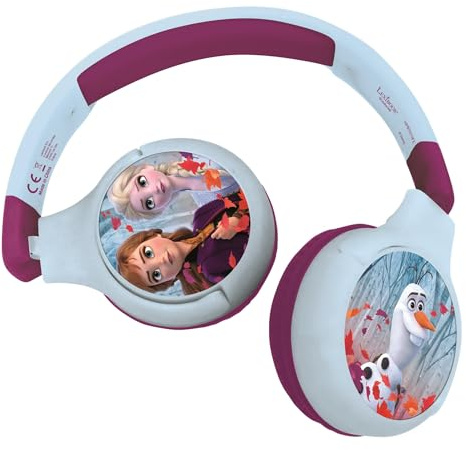 Lexibook - Disney Frozen - Cuffie Bluetooth 2-in-1 per bambini, Stereo senza fili cablato, cassaforte per bambini per ragazze, pieghevole, regolabile, blu/viola, HPBT010FZLXB