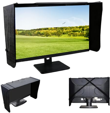 Bildschirm Sonnenblende, Monitor Haube Sonnenschutz 24-32 Zoll(41-71cm) | Verstellbare Monitorhauben Sonnenschutz für Monitor Arbeiten Streulichtschutz Und Anti Peeping for Universalmonitore