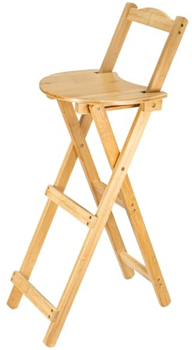 GREENSAPPIRE Kitchen Stools Bamboo Folding Barstools with Backrest & Footrest Kitchen Stools Portable Folding Bar Stool for Kitchen Patio Balcony or Home