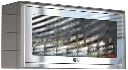 Hängeschrank Küchenschrank aus Edelstahl Haushaltsschrank mit Klapptüren Mehrzweckschrank Metall für Badezimmer, Küchen, Balkone, Garagen, Wohnzimmer(70 * 22 * 34.5cm)