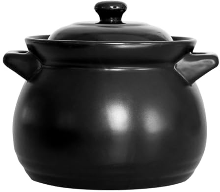 VALICLUD High Temperature Resistant Stew Soup Pot Black Ceramic Cooking Pot for Home Even Heat Distribution and Heat Preservation for Braised Chicken Rice and Traditional Dishes