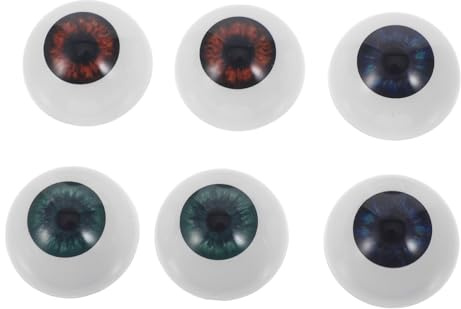 BUTIFULSIC 3 Pairs 22Mm DIY Acrylic Eyes Brown Green Dark Blue – Realistic Half Round Doll Eyeballs for Halloween Props, Puppet Masks, Plush, and Crafting Supplies