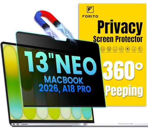 F FORITO Magnetic Privacy Screen Protector Compatible with 2026 MacBook Neo 13 inch with A18 Pro Chip - 360° Anti Peeping Anti Blue Light Anti Glare Removable Laptop Privacy Screen Shield