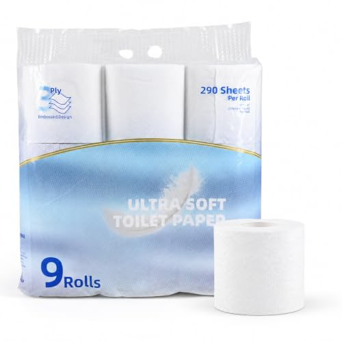 Toilettenpapier Selbstauflösend 9 Rollen 3 Lagig 290 Blatt pro Rolle Toilettenpapier für Camping, Wohnmobil, Outdoor, Kreuzfahrtschiff, Reisen