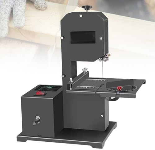 Benchtop Bandsaw for Small Workshops 800W, 70mm Cutting Height, Throat Depth 90mm, 0-45° Adjustable Bevel Cuts for Mitre Cuts