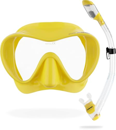 Cressi F1 & Supernova Dry Mask & Snorkel Kits, Yellow