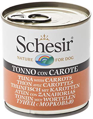 Schesir Dog tonfisk med morot, hundfoder våt, 16 burkar x 285 g