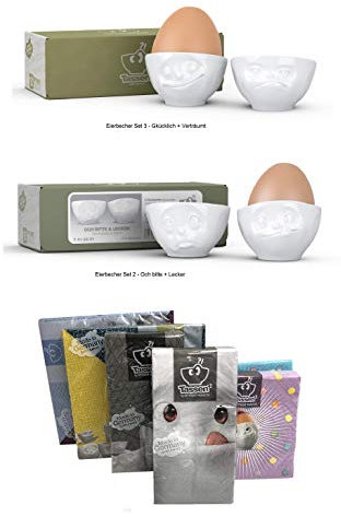 FIFTYEIGHT PRODUCTS Eierbecher 4er Set + Servietten, Set 2+3