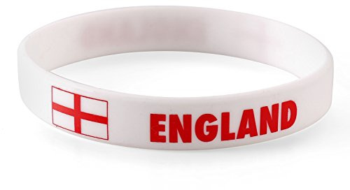 Komonee 2 x England St George Cross White World Cup Sports Event Football Country National Flag Silicone Wristbands