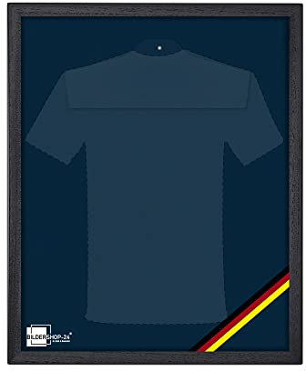Bildershop-24 Objektrahmen Trikotrahmen aus Massivholz VARIO36 WM inkl. Bügel, Deutschland Banner und Passepartout 60x80cm Schwarz matt (lackiert) Geschenk Papa Freund