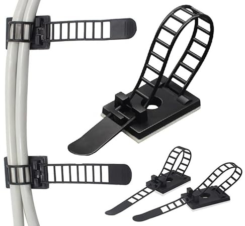 50 Stück verstellbare Kabelhalter Selbstklebend Auto Schreibtisch Kabelklemme Kabelbefestigung Kabelclip Kabel binden Kabelschellen Kabelführung 18x25mm Büro Kabel Organizer Kabelführung Schwarz