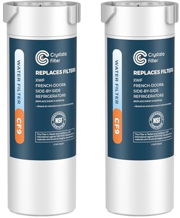 XWF Filtro de Agua para refrigerador GE, filtros Crystala NSF 42 Certificado Compatible con refrigeradores de Puerta Francesa y Lado a Lado, Repuesto para GE XWF Genuine SmartWater (Paquete de 3)