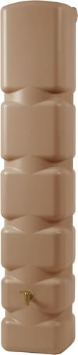 4rain Basic Regentonne Komplett-Set 300 Liter Taupe inkl. Kunststoff-Auslaufhahn und Fallrohranschluss - Wandtank, Wassertank, Fass, Regenfass, Regenwassertonne, Regenwassertank, Wasserbehälter