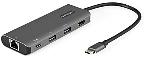 StarTech Docking USB-C 5 en 1, HDMI 4K 30Hz, Hub 3 Puertos, PD 100W, GbE | Cable integrado de 25cm, Flexibilidad de Alimentación USB o adaptador, Para ultrabooks, Chromebooks y Thunderbolt 3