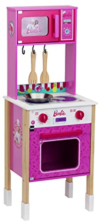 Theo Klein 7319 Barbie Epic Chef Küche I Moderne Holzküche mit Herd, Ofen und Mikrowelle I inkl. Spielküchen-Zubehör I Maße: 36 cm x 30 cm x 95 cm I Spielzeug für Kinder ab 3 Jahren