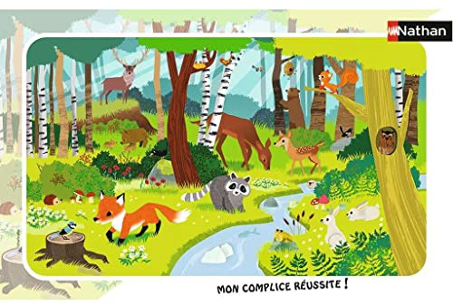 NATHAN - Kinderpuzzle - 15-teiliger Rahmen - Waldtiere - Mädchen oder Junge ab 3 Jahren - Hochwertiges Puzzle - Dicker und haltbarer Karton - Tiere - 86011