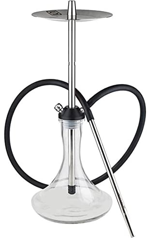 chicha Portable Ensemble de Narguilé Chicha Vase en Verre Acier Inoxydable avec Tuyau en Silicone Bol en Céramique Chaleur La Gestion Système