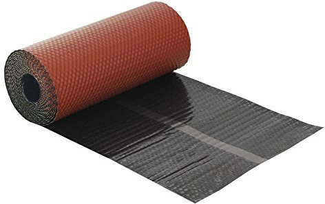 Kaminanschlussband - 300mm x 5m - Ziegelrot | Wandanschlussband | für Dach Kamin Wand Schornstein | selbstklebend | 3D Strukturiertes Aluminium Band