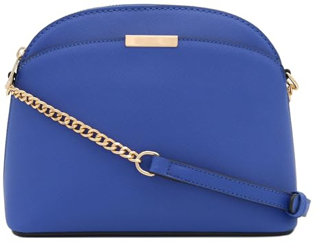 Saffiano Petit sac à bandoulière en forme de dôme avec chaîne, bleu royal, Taille unique