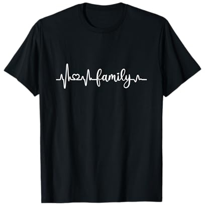 Familie Herzschlag Mama Papa Sohn Tochter I Love My Family T-Shirt