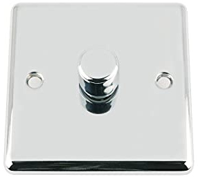 A5 Single Dimmer Switch 1 Gang 400w Polished Mirror Chrome Classic (for normal light bulb, not LED)