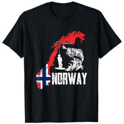 Norwegen Urlaub Norwegen Landkarte Angel Elch Geschenk T-Shirt