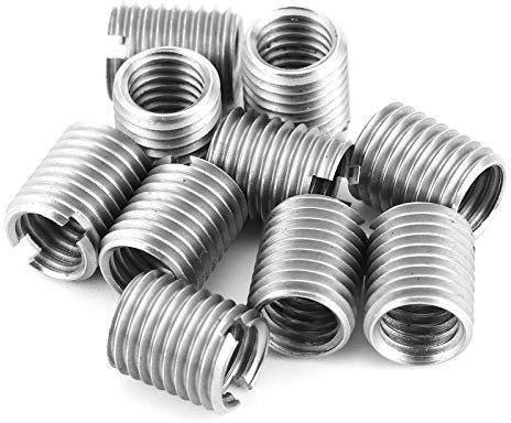 10 Pezzi Inserti Filettati Dado Riduzione interno M8*1,25 esterno M10*1,25 lungo 12 mm Acciaio Inossadabile Hardware Fastener Conversione Filo Strumento Kit per Inserto Riparazione Dado