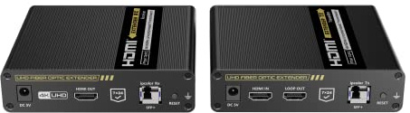 PremiumCord Estensore ottico HDMI fino a 40 km, risoluzione 4K @ 60Hz, HDR, 4:4:4, HDMI 2.0, alloggiamento in metallo, colore nero