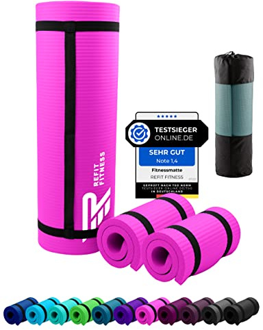 NBR Fitnessmatte Yogamatte 190 x 60 x 1.0 cm Pink Rosa Rose Home Training & Outdoor Workout Matte Fitness Yoga Gymnastik Sport Gymnastikmatte Trainingsmatte Turnmatte rutschfest extra-dick + Tragegurt