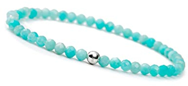 GD GOOD.designs Armband Damen mit echten Natursteinen und 925 Silber Perle I Naturstein Armband aus facettierte 4mm Edelstein Perlen - Inkl. Geschenkbeutel