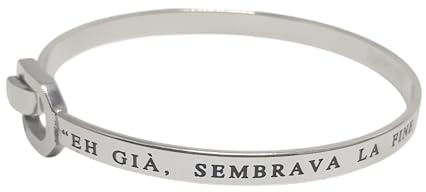 BRACCIALE DONNA UOMO NODINO IN ACCIAIO INOX 316L INOSSIDABILE ANALLERGICO CON FRASE INCISA EH GIA' ,SEMBRAVA LA FINE DEL MONDO , MA SONO ANCORA QUA....