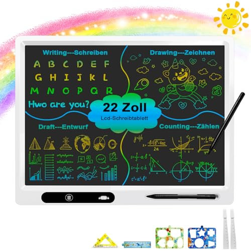 surekuo LCD schreibtafel kinder 22 zoll bunte lcd schreibtafel 2 Stiften und Verstellbarem Ständer, Ist Ein Pädagogisches Lernspielzeug Für Im Alter Von 3-12 Weihnachtsgeschenke