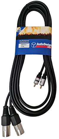 AUDIODESIGN PRO X-Pro line VX211 Doppio cavo adattatore da RCA maschio a XLR3 maschio, cavo 3 metri da interconnessione, connessione audio stereo