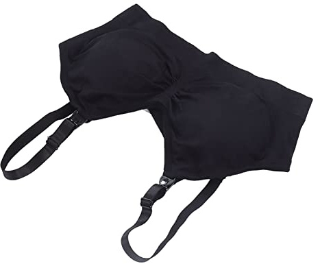 Pump-BH, Schwarzer, Atmungsaktiver, Weicher Milchpumpen-BH für Wochenbetthaut für zu Hause (XL)