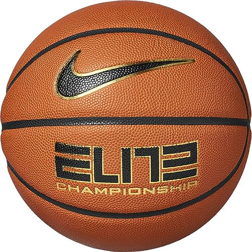 Nike Elite Championship Basketball 8P 2.0 – Premium Indoor Outdoor Basketball – Wettkampf Basketball – Deflated geliefert, Amber/Black/Metallic Gold/Black, 7
