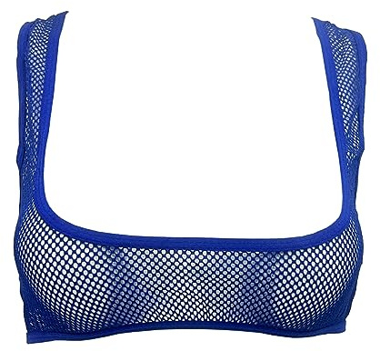ZUYPSK Reggiseno da donna trasparente in mesh/mesh bustier bralette top bikini top biancheria intima gogo clubwear, Blu, Taglia Unica