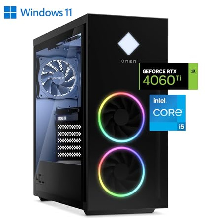 HP OMEN 40L GT21-2000ns Desktop - Ordenador de Sobremesa Gaming (Procesador Intel Core i5-14400F, 16GB RAM, 1 TB SSD, NVIDIA GeForce RTX 4060 Ti, Windows 11 Home) Color Negro