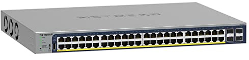 NETGEAR 52-Port PoE Gigabit Ethernet Smart Switch (GS752TP): Managed, Option. Insight Cloud Management, 48 PoE+ bei 380W, 4 1G-SFP, Wand-/Rack-Montage, eingeschränkte Garantie für ges. Nutzungsdauer