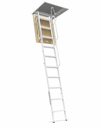 Service Solutions - Scala Retrattile per Soffitta – [VARI MODELLI E MISURE] (A 4 PEZZI PER SOFFITTA, BIANCA – CM 70 X 100 H300)