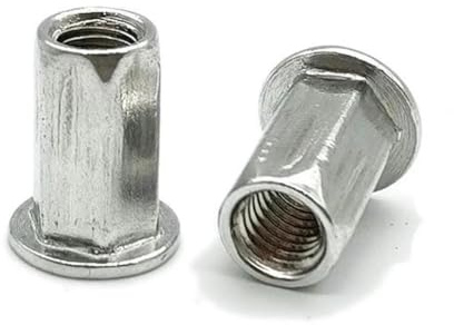 Gewindeeinsatz, Aluminium-Nietmutter, Blindnietmutter, M3, M4, M5, M6, M8, M10, M12, Rundkappe, Faltmutter, Nietbare, abnehmbare Muttern, M5-16 (40 Stück), Sechskanttyp