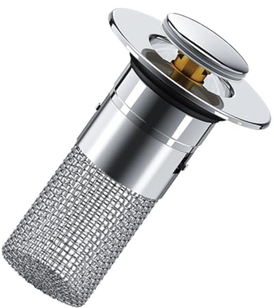 RORPOIR Bathroom Sink Plug Push-Type Drain Stopper with Bounce Core Filter Leak-Proof Basin Drain Strainer for Easy Cleaning Replacement 3.14X2.36X1.18 Inches