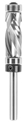 SpeTool 1/4 Inch Shank Spiral Compression Flush Trim Router Bit, 1/2 Dia Dual Bearing Carbide Cutter, 1-1/4 Cut Length for MDF, Plywood, Oak and Pattern Template Trimming