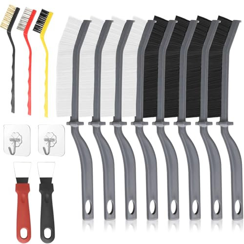 ZDNT 17 Piezas Cepillo Limpieza Hogar,Cepillo Limpieza Grietas,Cepillo Cerdas Duras,Cepillo para Limpiar Juntas,Cepillo para Limpieza de Grietas para Cleaning Gaps, Cocina, Baño, Ventana