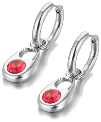 Ohrringe Ohrstecker Ohrclip Damen Frauen S925 Hoop Ohrringe Mode Accessoires Offene Ohrringe, Blau, Grün, Weiß, E22159P-Rot