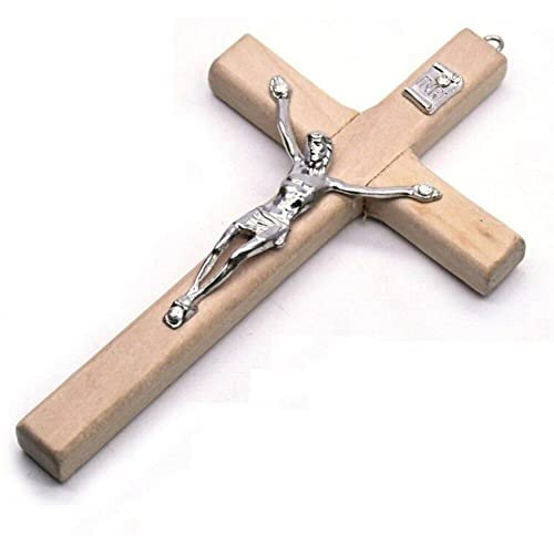 Zghhc Croce di Gesù in Legno Parete, Placca Artigianale Cattolica, Croce Parete, Crocifisso Appendere con Foro per Decorazione della Parete della Chiesa Domestica