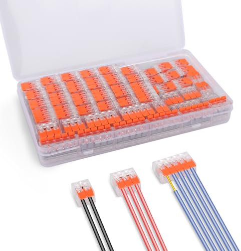 Kabelverbinder, 85 Stück Verbindungsklemmen mit Betätigungshebel, Kabelverbinder Kabelklemmen Elektro, 4mm² Leiter Klemme Lüsterklemmen Verbindungsklemme Kombiniert Werden für Feste Kabe 2-3-5 Leiter