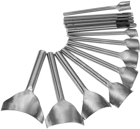 QUARKZMAN 14 Piezas Punzón de Cuero Forma de Arco de 10mm-50mm Ranura de 1mm-5mm Cortador de Cuero en Arco Cortador de Extremo de Cinturón Herramienta de Punzón de Acero al Carbono