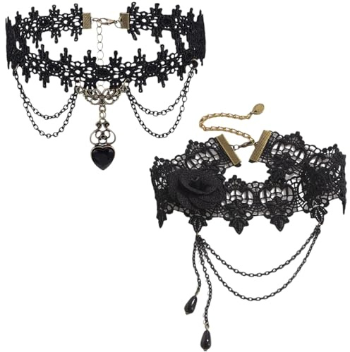 XBFOCNH Sexy schwarze Spitze, Halsband, Gothic, Quaste, Halsband, Halloween, Party, Zubehör für Damen und Mädchen