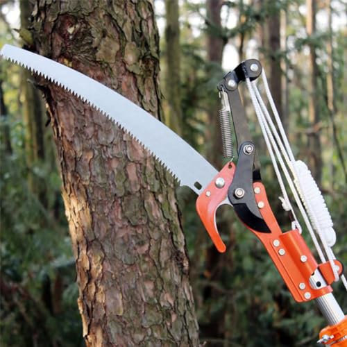 Podadora de árboles, recolector de frutas, tijeras de podar telescópicas de 3 ruedas para ramas altas, tijeras de podar integradas, herramientas de jardinería, sierra de gran altura, tijeras para ra