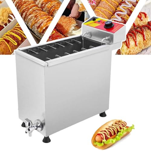 ZJLZJLO Commercial Electric Fryer, Cheese Hot Dog Machine, Cheese Stick Fryer, 12 Hooks Large Capacity(25L), for Restaurant, Store, Home,A
